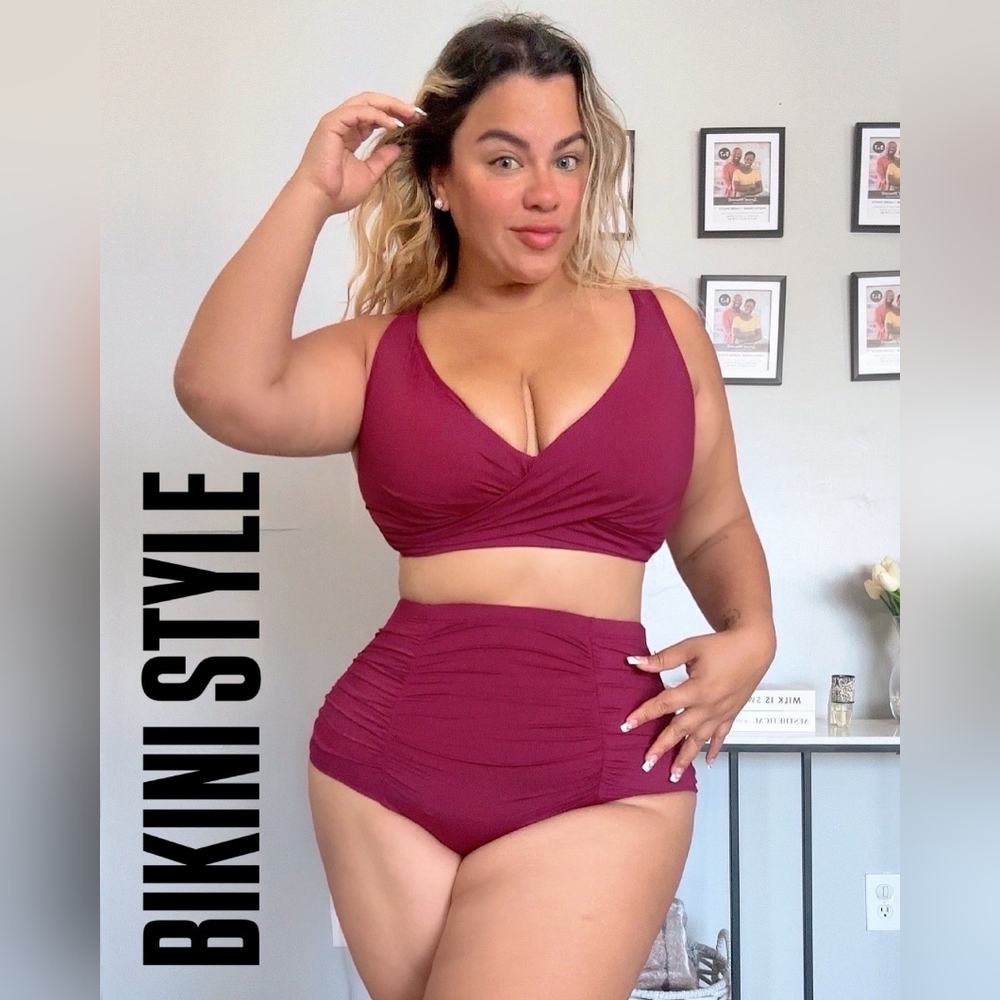 Plus Size Bikini High Waisted Swimsuits Tummy Control 2 Piece NEW 20026